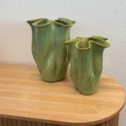 Vaas reactive glaze klein - groen - 19.3x16x14.3 cm