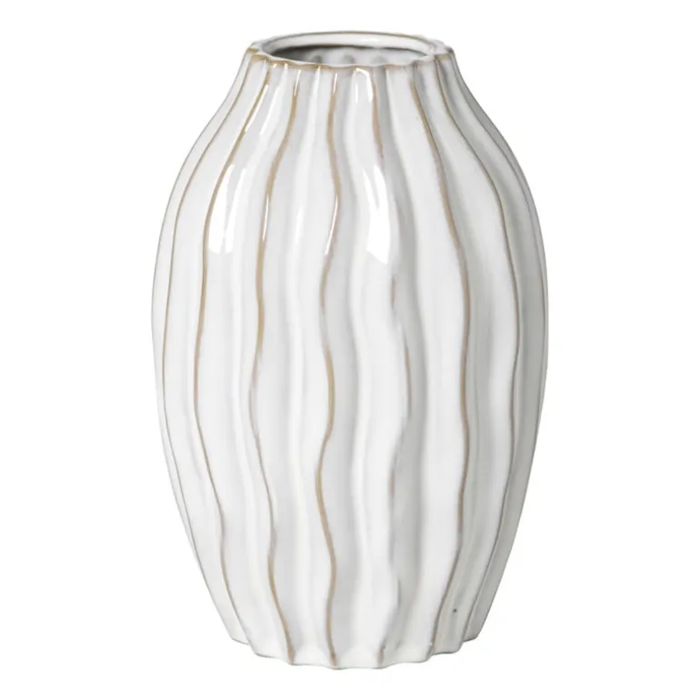 Vaas ribbel - grijs - ø13.5x20 cm