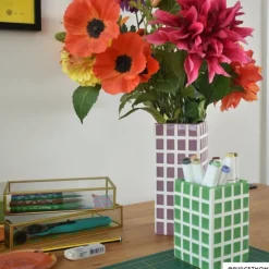 Vaas tegel groot - paars - 20x8x8 cm