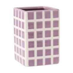 Vaas tegel klein - paars - 12x8x8 cm