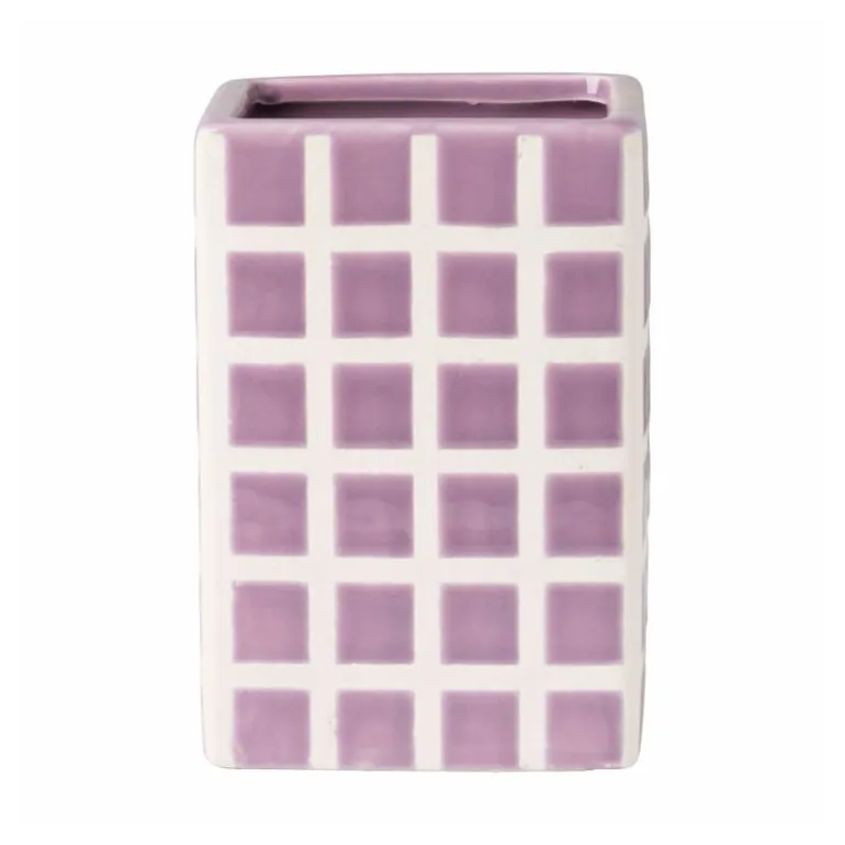 Vaas tegel klein - paars - 12x8x8 cm