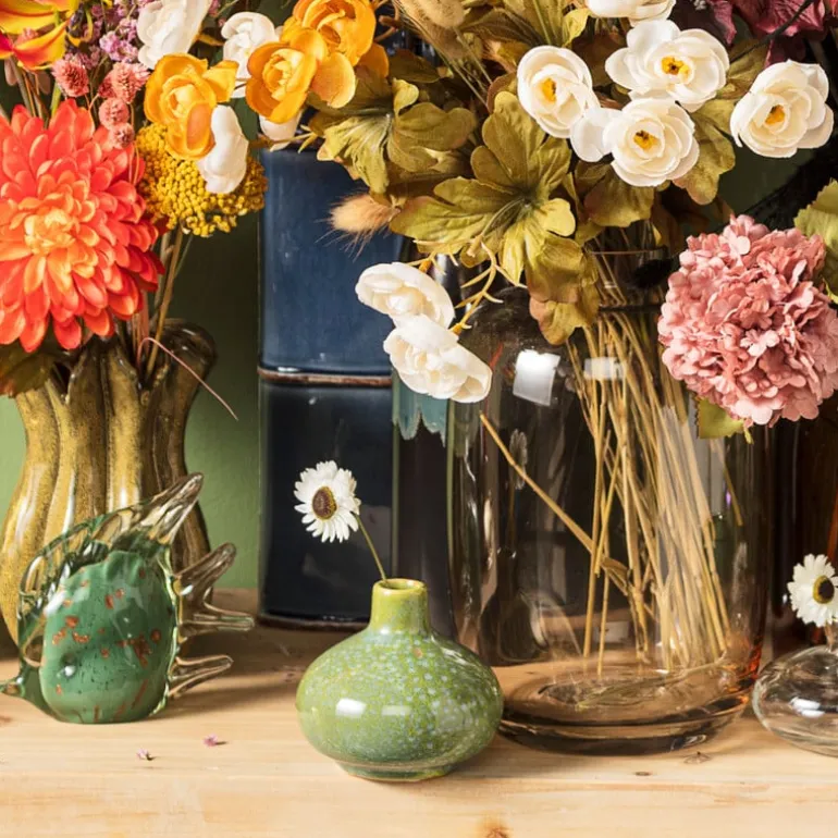 Vaasje groen - rond - ø9x9 cm