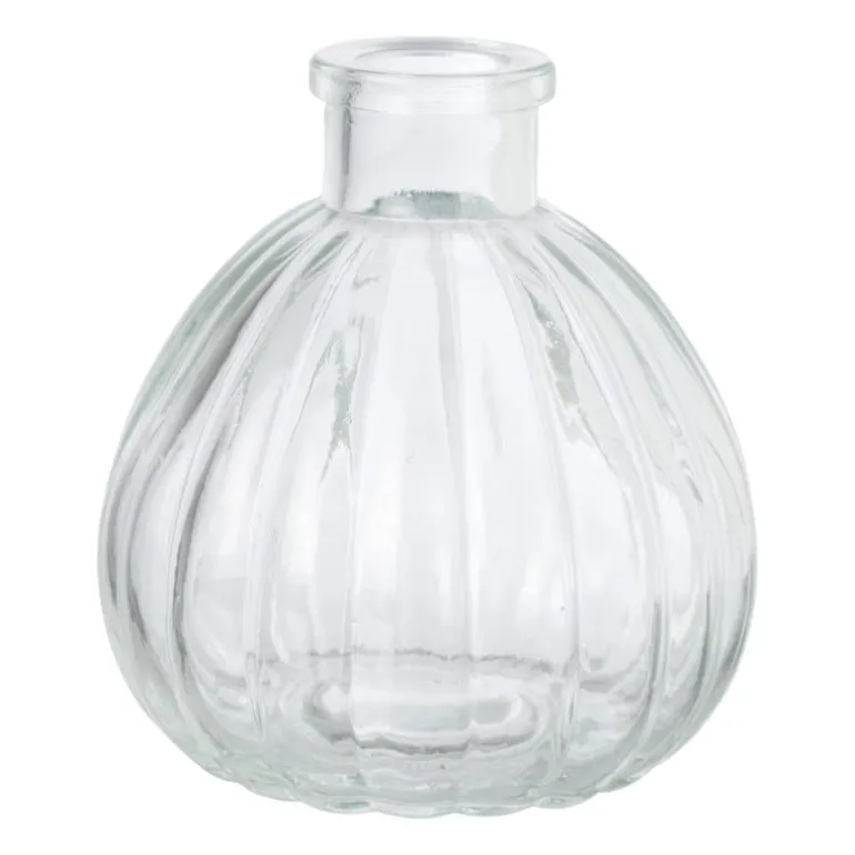 Vaasje ribbel glas - diverse kleuren - ø9x9 cm