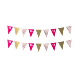 Vlaggenlijn 16 jaar - roze - 10 meter