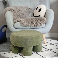 Vloerkleed berber rond - zwart/beige - ø120 cm