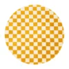 Vloerkleed checks - geel/wit - ø120 cm