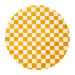 Vloerkleed checks - geel/wit - ø120 cm
