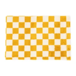 Vloerkleed checks - geel/wit - 60x90 cm