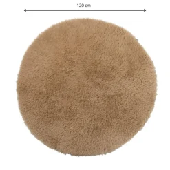 Vloerkleed fluffy rond - bruin - ø120 cm