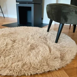 Vloerkleed fluffy rond - bruin - ø120 cm