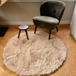 Vloerkleed fluffy rond - bruin - ø120 cm
