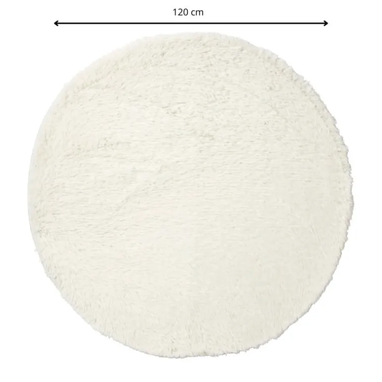 Vloerkleed fluffy rond - wit - ø120 cm
