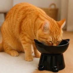 Voerbak voor kat - zwart - ø10.3x13 cm