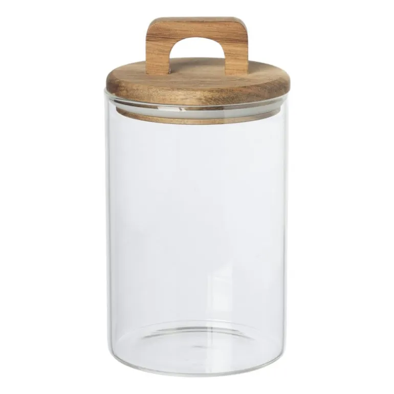 Voorraadpot met acacia deksel - ø10x19 cm
