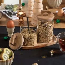 Voorraadpot met acacia deksel - ø10x14 cm