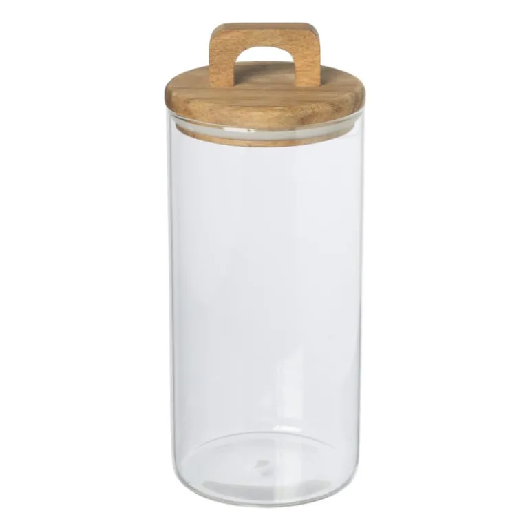 Voorraadpot met acacia deksel - ø10x24 cm