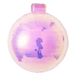 Wandhanger disco kerstbal - roze - ø31.5 cm