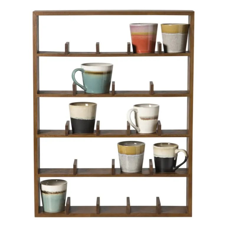 Wandkast voor 23 mokken - bruin - 63.5x48x9 cm