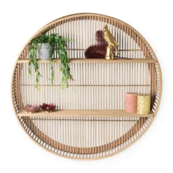 Wandkastje bamboe rond - ø75x12.5 cm