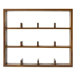 Wandkastje voor 12 mokken - bruin - 45x38x9 cm