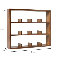 Wandkastje voor 12 mokken - bruin - 45x38x9 cm