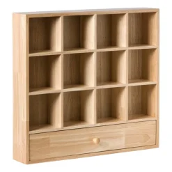 Wandkastje voor mokken met lade - bruin - 53x50x10 cm