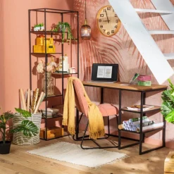 Wandklok houten rand - bruin - ø41 cm