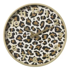 Wandklok luipaard - bruin/goud - ø30 cm