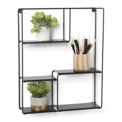 Wandrek met vakken Quin - zwart - 50x40x11.5 cm