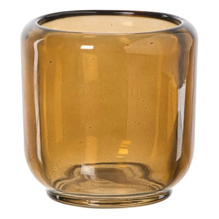 Waxinelichthouder - okergeel - ø8.3x8.3 cm