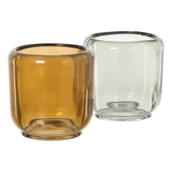 Waxinelichthouder - okergeel - ø8.3x8.3 cm