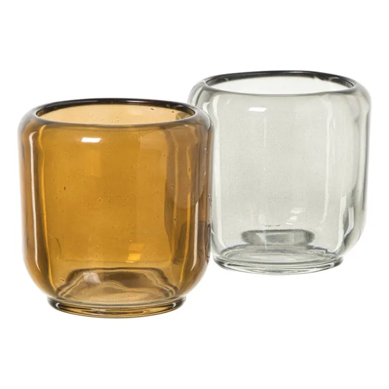 Waxinelichthouder - okergeel - ø8.3x8.3 cm