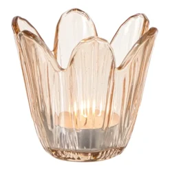 Waxinelichthouder bloem - oranje - ø8.5x8 cm