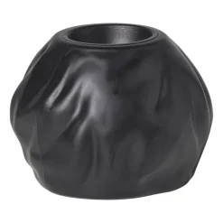 Waxinelichthouder bol - zwart - ø10.5x8 cm