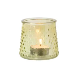 Waxinelichthouder geel - glas - ø8.3x7.3 cm