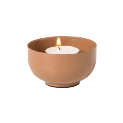 Waxinelichthouder laag - bruin - ø8x4.5 cm