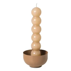 Waxinelichthouder laag - bruin - ø8x4.5 cm