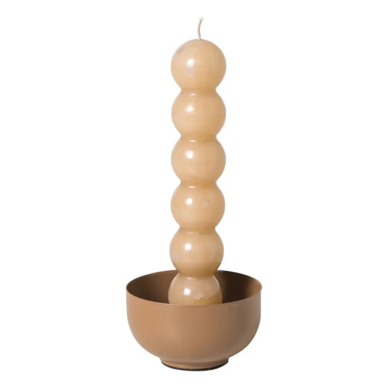 Waxinelichthouder laag - bruin - ø8x4.5 cm