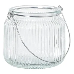 Waxinelichthouder met hengsel - transparant - ø9x7.8 cm