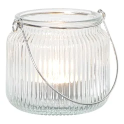 Waxinelichthouder met hengsel - transparant - ø9x7.8 cm