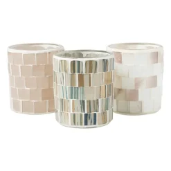 Waxinelichthouder Mozaïek - wit - ø7.3x8.5 cm