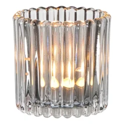 Waxinelichthouder ribbel klein - grijs - ø7.6x7.4 cm