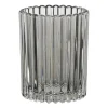 Waxinelichthouder ribbel groot - grijs - ø7.8x10 cm