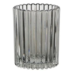 Waxinelichthouder ribbel groot - grijs - ø7.8x10 cm