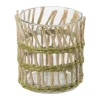 Waxinelichthouder riet - groen - ø8x9 cm
