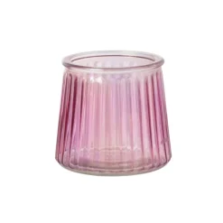 Waxinelichthouder roze - glas - ø8.3x7.3 cm