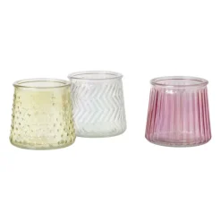 Waxinelichthouder roze - glas - ø8.3x7.3 cm