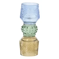 Waxinelichthouder stapel - blauw - ø8x20 cm