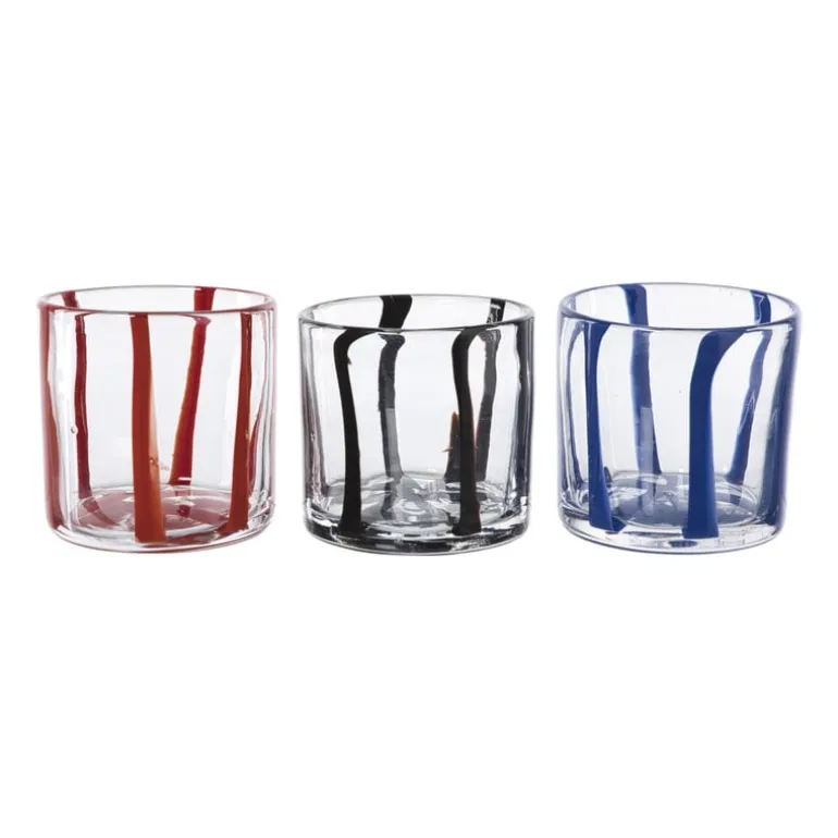 Waxinelichthouder streep - zwart - ø10x10 cm