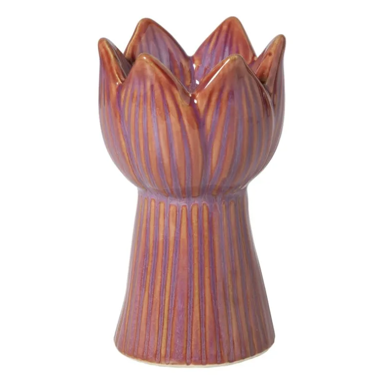 Waxinelichthouder tulp groot - roze - ø8x13.5 cm